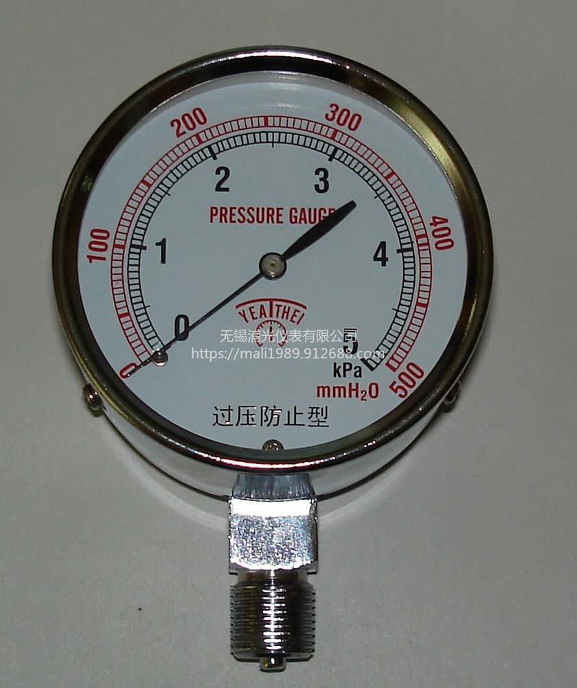 浦光仪表安装方向径向/轴向/轴向带边隔膜不锈钢水压表Y100B/Z图片